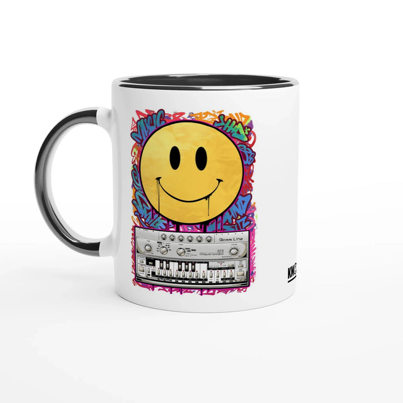 Roland TB-303 acid house smiley artwork mug
